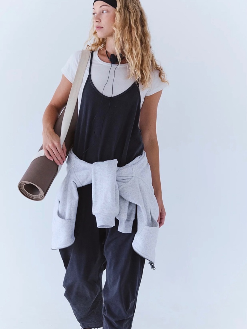 Free People Movement Hot Shot Onesie – Washed Black – S - EUC